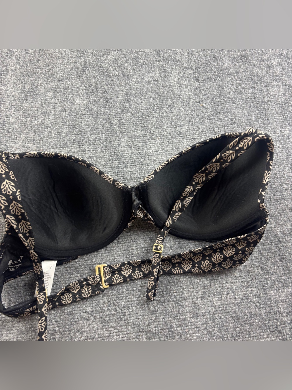 ATHLETA Womens Black/Tan Aqualuxe Print Underwire Front Twist Bikini Top- 38 B/C - Picture 2 of 6